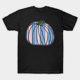 Halloween Horror Pumpkin Light Blue Pink Stripes T-Shirt